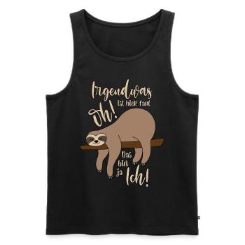 irgendwas ist hier faul - Männer Premium Bio Tank Top - Schwarz - Vorne - AI Model Male 178 light (178cm)