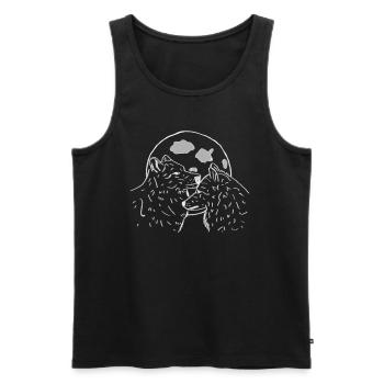 Wolves Moon White - Men's Premium Organic Tank Top - black - Front - AI Model Male 178 light (178cm)