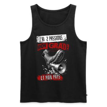 "Grade et Pays" pour Passionnés - Débardeur bio Premium Homme - noir - Devant - AI Model Male 178 light (178cm)