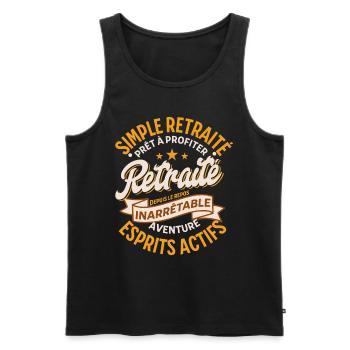 "Unaufhaltsamer Ruhestand – Abenteuer und Freiheit" - Männer Premium Bio Tank Top - Schwarz - Vorne - Michal (187cm)