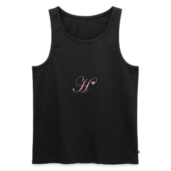 Monogramme H Vigne Coeur - Débardeur bio Premium Homme - noir - Devant - AI Model Male 178 light (178cm)