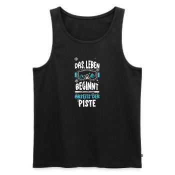 Das Leben beginnt abseits der Piste - Männer Premium Bio Tank Top - Schwarz - Vorne - AI Model Male 178 light (178cm)