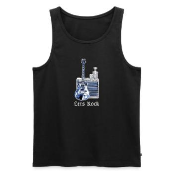 Let's Rock | Guitar, Amplifier, Whisky, Music - Men's Premium Organic Tank Top - charcoal grey - Front - Alexander (188cm)