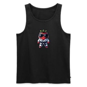 Karate strawberry with sunglasses - Men's Premium Organic Tank Top - black - Front - Michal (187cm)