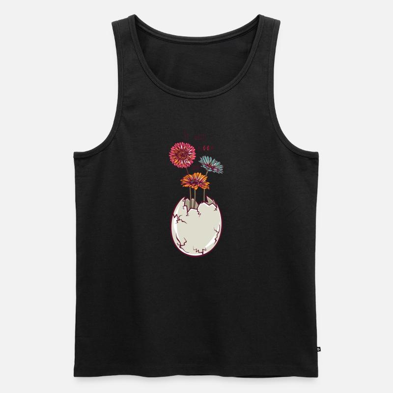 Blooming egg - eggshell - flowers - Men's Premium Organic Tank Top - black