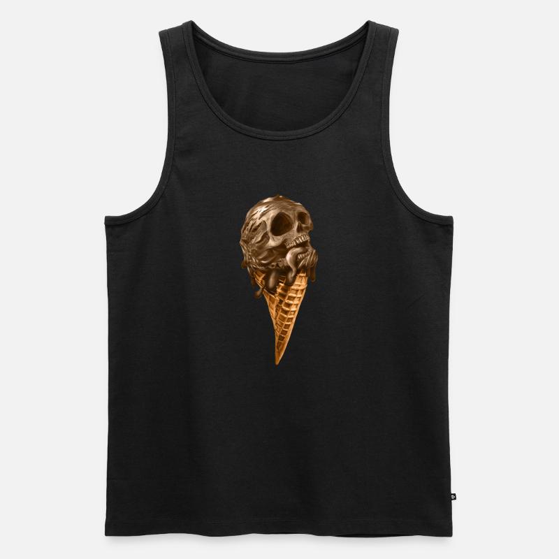Softeis mit ätherischem Totenkopf - Männer Premium Bio Tank Top - Schwarz