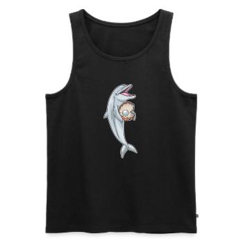 Dolphin Pearl - Men's Premium Organic Tank Top - black - Front - AI Model Male 178 light (178cm)