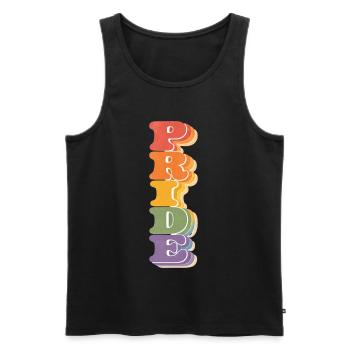 Pride Vertikal Regenbogen CSD Retro Spruch Retro 7 - Männer Premium Bio Tank Top - Schwarz - Vorne - Michal (187cm)