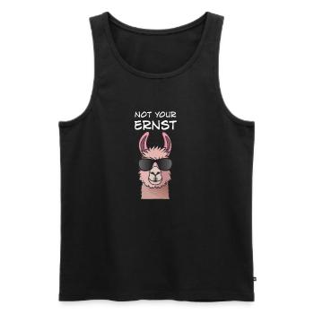 Not Your Ernst - Llama Alpaka Denglisch Spruch - Männer Premium Bio Tank Top - Schwarz - Vorne - Michal (187cm)