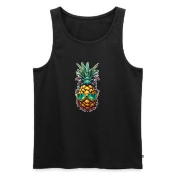Frucht / Ananas / exotisch / tropisch / Vitamine - Männer Premium Bio Tank Top - Schwarz - Vorne - Michal (187cm)
