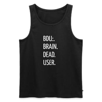 Quote White Hat Hacking Security Vulnerabilities - Men's Premium Organic Tank Top - black - Front - AI Model Male 178 light (178cm)
