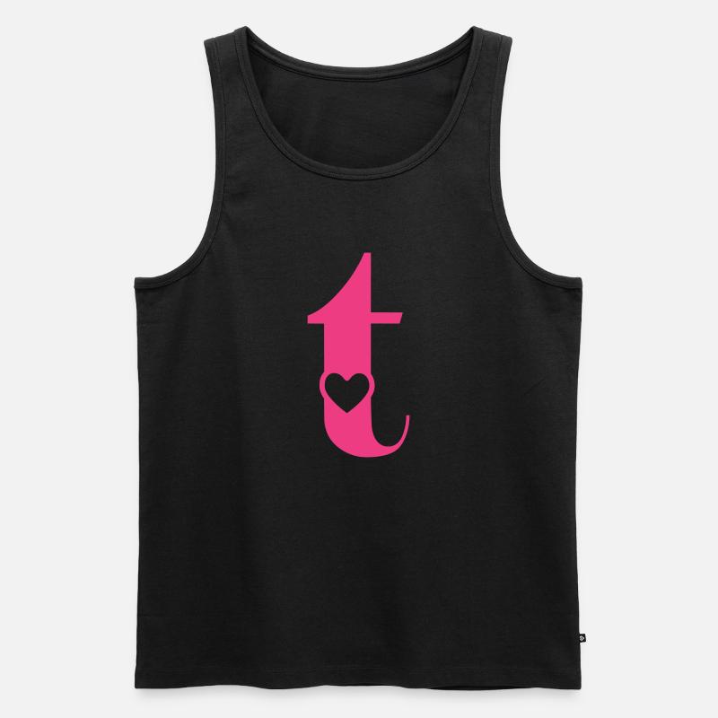 Buchstabe t Anfangsbuchstabe mit Herz - Männer Premium Bio Tank Top - Schwarz