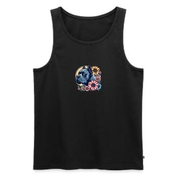 Cane Corso Retro Pastell Blumen - Männer Premium Bio Tank Top - Schwarz - Vorne - AI Model Male 178 light (178cm)