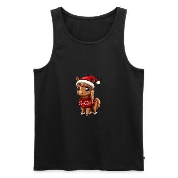 Pferd Weihnachten Comic - Männer Premium Bio Tank Top - Schwarz - Vorne - AI Model Male 178 light (178cm)