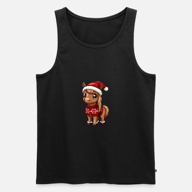 Pferd Weihnachten Comic - Männer Premium Bio Tank Top - undefined