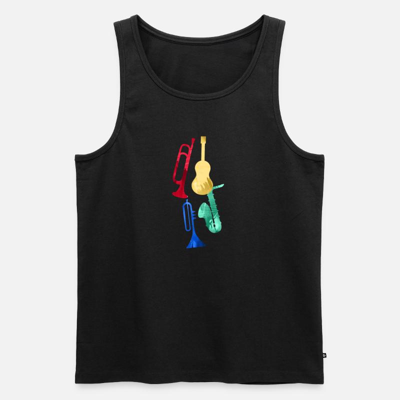 Jazz,Instrumente,Tompete,Guitarre,Saxophon - Männer Premium Bio Tank Top - Schwarz