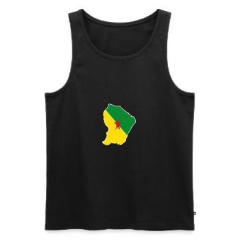 Carte drapeau Guyane 973 - Débardeur bio Premium Homme - noir - Devant - AI Model Male 178 light (178cm)