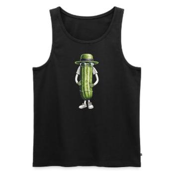 Gurke mit Sonnenbrille und Hut, Spreewald - Männer Premium Bio Tank Top - Schwarz - Vorne - AI Model Male 178 light (178cm)