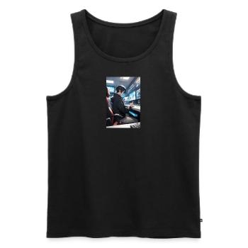 Anime Gamer Boy - Männer Premium Bio Tank Top - Schwarz - Vorne - Michal (187cm)