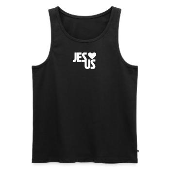 JESUS - Männer Premium Bio Tank Top - Schwarz - Vorne - Michal (187cm)