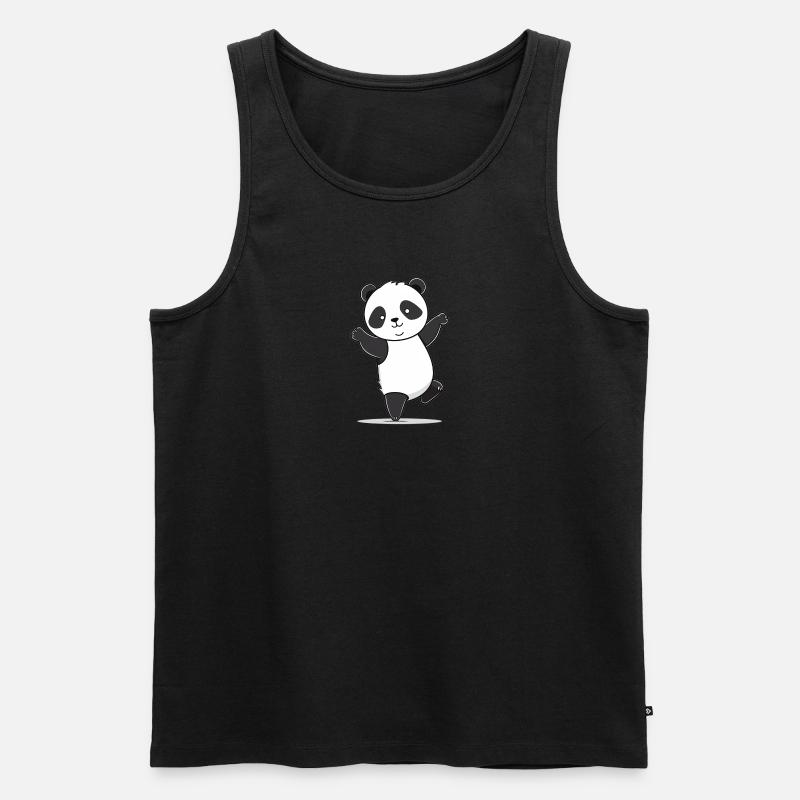 Tanzender Panda - Männer Premium Bio Tank Top - Schwarz