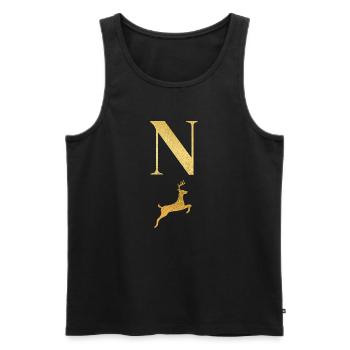 Letter n Golden Deer - Gift Idea - Men's Premium Organic Tank Top - black - Front - Michal (187cm)