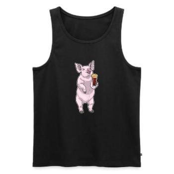 Schwein Bier - Männer Premium Bio Tank Top - Schwarz - Vorne - Michal (187cm)