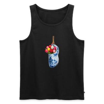 Tulpen in blauem Delfter Verschluss - Männer Premium Bio Tank Top - Schwarz - Vorne - AI Model Male 178 light (178cm)
