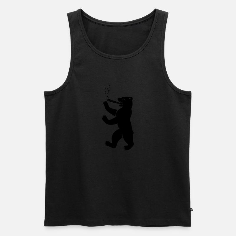 berliner_baer_raucht_weed_01 - Männer Premium Bio Tank Top - Schwarz