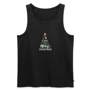 Unisexe Nous vous souhaitons un joyeux Noël - Débardeur bio Premium Homme - noir - Devant - Michal (187cm)
