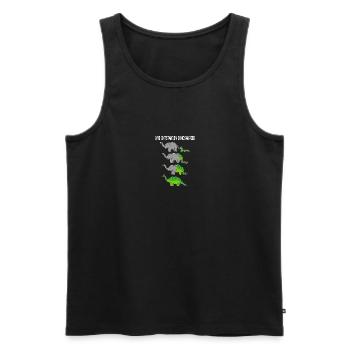 Wie entstanden Dinosaurier - Lustiges Meme - Männer Premium Bio Tank Top - Schwarz - Vorne - Michal (187cm)
