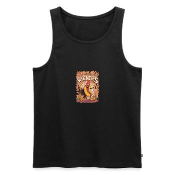 Je suis juste là pour les saucisses fumées Hot Dog du 4 juillet - Débardeur bio Premium Homme - noir - Devant - Michal (187cm)