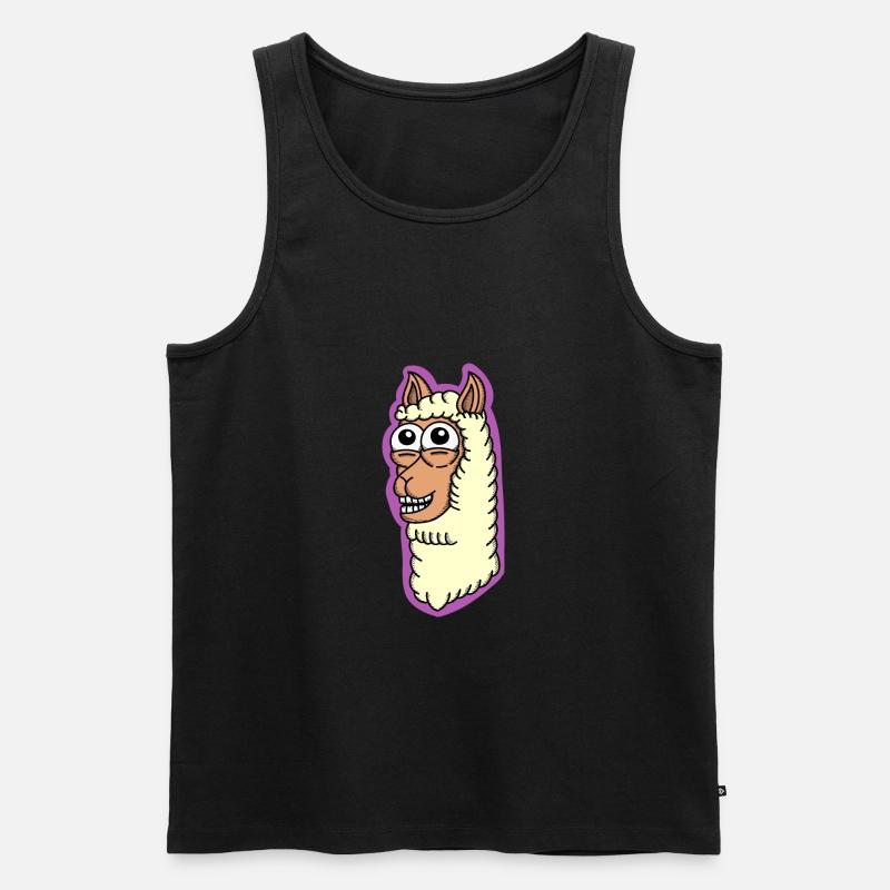 Happy Lama - Männer Premium Bio Tank Top - Schwarz