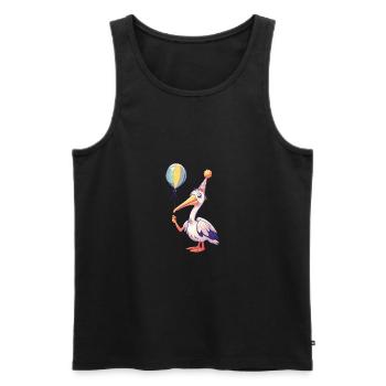 Bande dessinée d’anniversaire d’oiseau pélican - Débardeur bio Premium Homme - noir - Devant - AI Model Male 178 light (178cm)