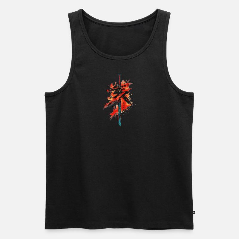 Samurai Japan Krieger Geschenk Asien Blutmond - Männer Premium Bio Tank Top - Schwarz