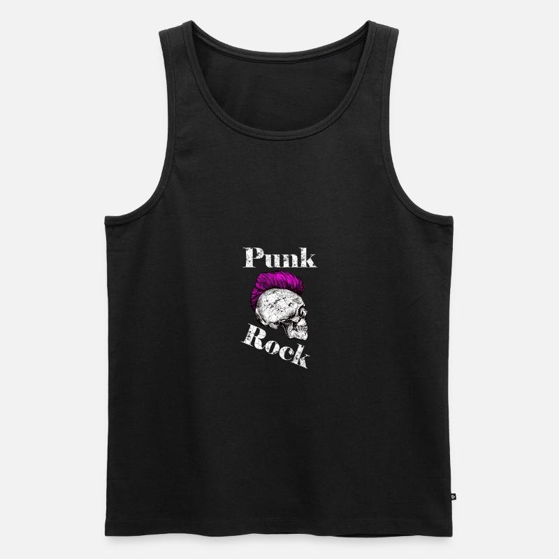 Punk Rock Iro-Skull, pink - Männer Premium Bio Tank Top - Schwarz