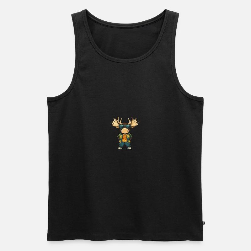 Elch Comic Cool Sommer - Männer Premium Bio Tank Top - Schwarz