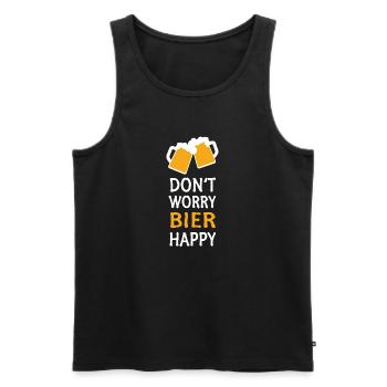 Don't Worry Bier Happy - Männer Premium Bio Tank Top - Schwarz - Vorne - AI Model Male 178 light (178cm)