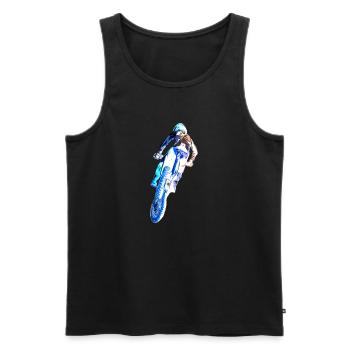 Motocross Racing T-Shirt Enduro T Shirt Supercross - Men's Premium Organic Tank Top - black - Front - Michal (187cm)