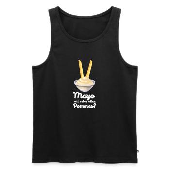 Mayo mit Pommes oder lieber nur Mayonnaise? - Männer Premium Bio Tank Top - Schwarz - Vorne - Michal (187cm)