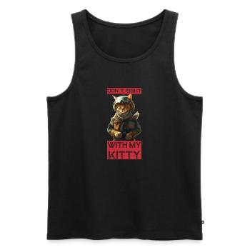 Ne plaisante pas avec mon chat - Débardeur bio Premium Homme - noir - Devant - Michal (187cm)