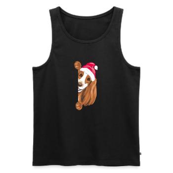 Spähender Cocker Spaniel Hund mit Weihnachtsmütze - Männer Premium Bio Tank Top - Schwarz - Vorne - Michal (187cm)
