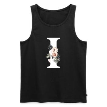 Lettre i floral tropical - Débardeur bio Premium Homme - noir - Devant - Michal (187cm)