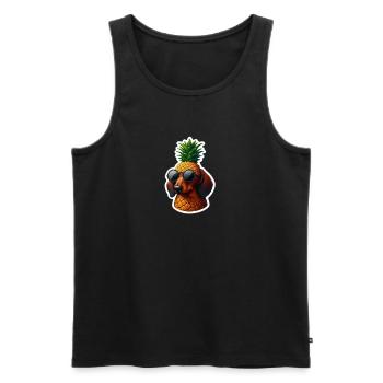 Dackel & Ananas - Männer Premium Bio Tank Top - Schwarz - Vorne - AI Model Male 178 light (178cm)