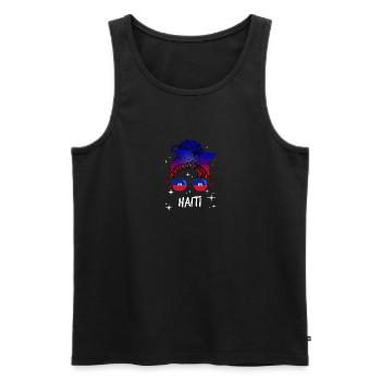 Haiti - Men's Premium Organic Tank Top - black - Front - Michal (187cm)