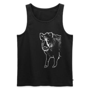Wildschwein - Wildsau - Keiler - Wild Boar - Männer Premium Bio Tank Top - Schwarz - Vorne - AI Model Male 178 light (178cm)