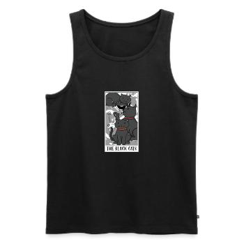 Drôle La carte de tarot des chats noirs Le tarot du chat - Débardeur bio Premium Homme - noir - Devant - AI Model Male 178 light (178cm)