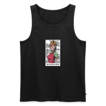 Génial La carte de tarot de la reine africaine Un tarot - Débardeur bio Premium Homme - noir - Devant - AI Model Male 178 light (178cm)