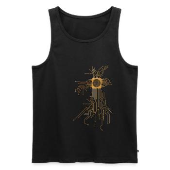Bitcoin BTC Circuit Board Coin Crypto Blockchain Hodl - Men's Premium Organic Tank Top - black - Front - AI Model Male 178 light (178cm)