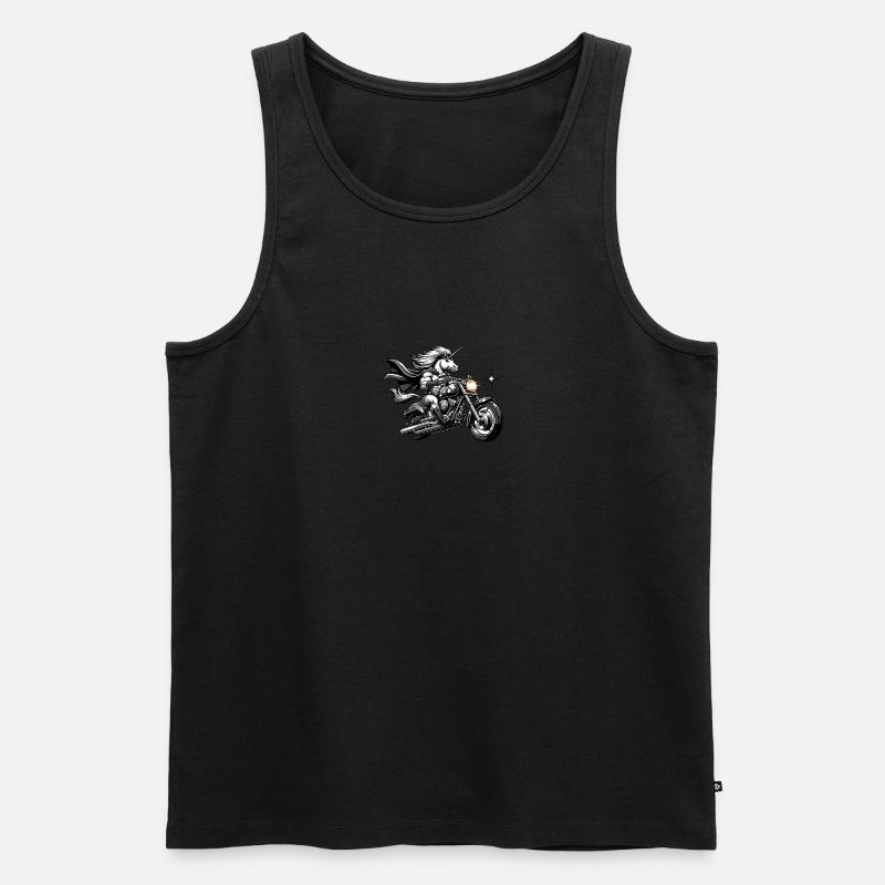 Motorradfahrender Einhorn Held - Männer Premium Bio Tank Top - undefined